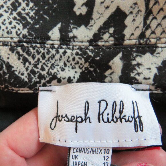 JOSEPH RIBKOFF Snakeskin Beige Black Open Front Blazer Jacket - Size US 10 - Picture 14 of 14